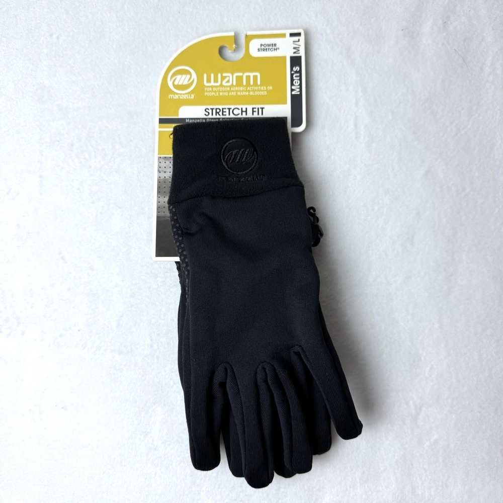 Manzella Gloves Polartec Power Stretch‎ Warm Size Mens M/L Fleece Lined Black